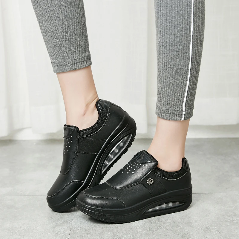 Красная Тонизирующая обувь женские водонепроницаемые кожаные кроссовки на