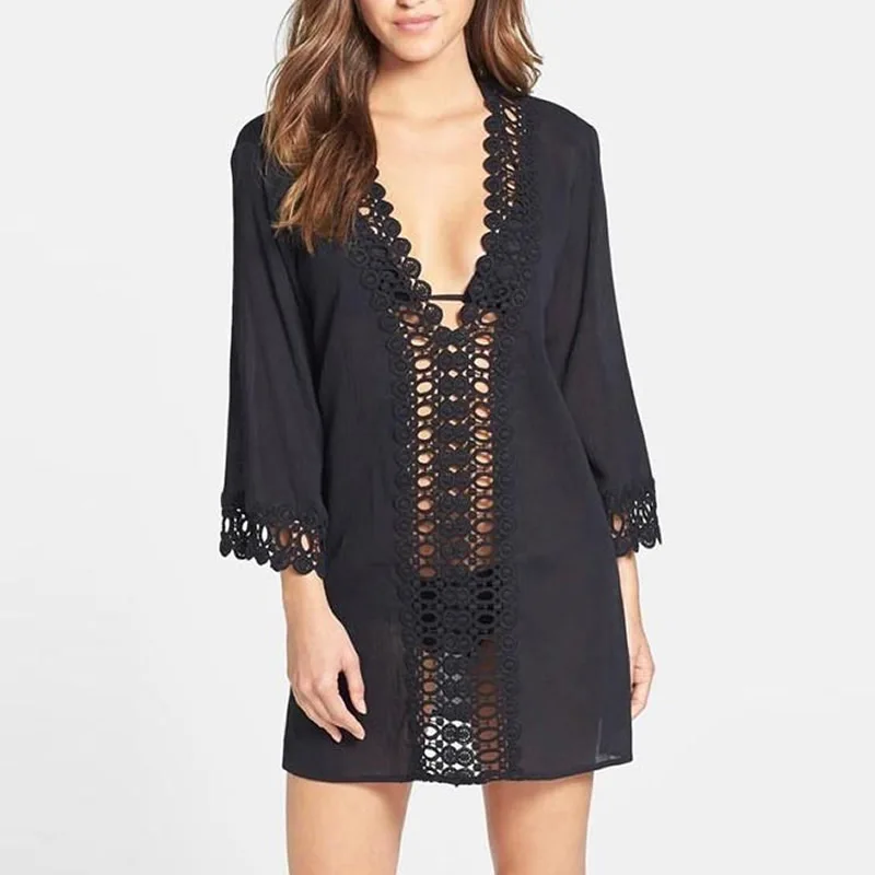 

Летняя Сексуальная накидка для плавания, Пляжная рубашка с V-образным вырезом, накидки для бикини, солнцезащитные купальники, пляжная одежд...