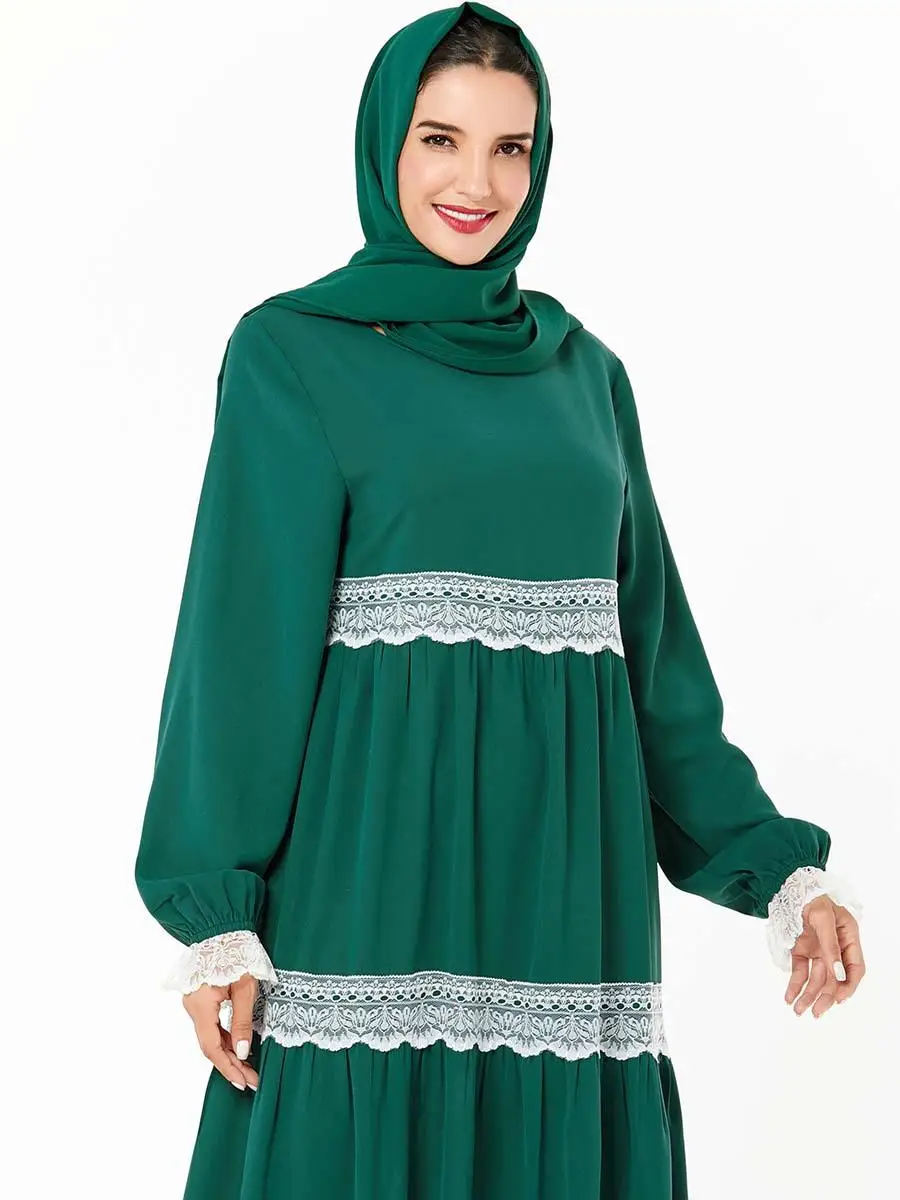 Рамадан мусульманская женская кружевная Абая женский халат Jilbab винтажное платье