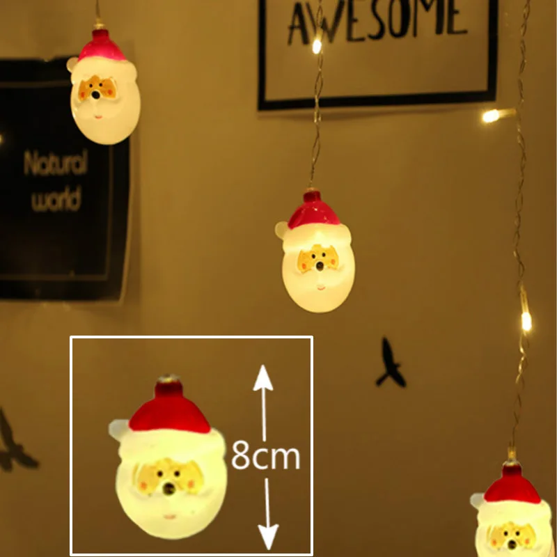 

Santa Claus Led Lights Snowman Led String Lights Cartoon Fashion Garland Curtain Wall Decoration Bedroom Ornament Kurtyna Led