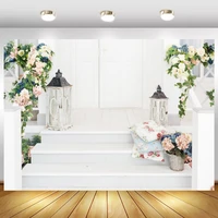 laeacco spring flowers lantern gray staircase party living room portrait photo backgrounds photography backdrops photo studio