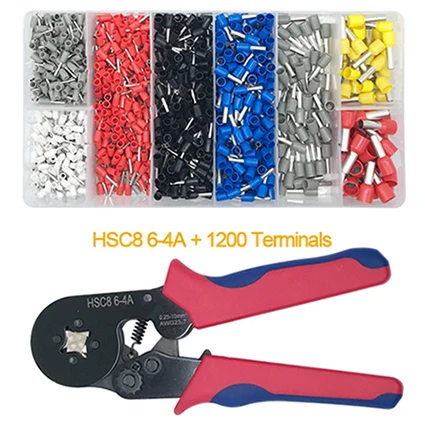 6-4A 1200 Terminal Обжимные Щипцы hsc8 alicate обжимной инструмент 800 шт./1200 шт. трубчатые клеммы обжимные плоскогубцы alicates ручной инструмент обжимные krimptang - Цвет: 6-4A 1200 Terminal