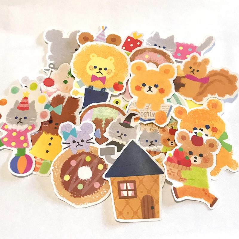 

24pcs/lot Cute bear Sticker Diy Album Scrapbooking Diary Planner Journal Sticker Decorative Label For Kids