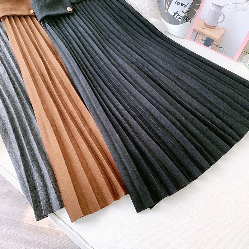 

Korean retro velvet wool skirt, high waist hot pleated skirt, popular in autumn and winter, 2020
