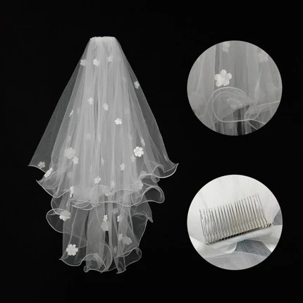 

Latest Looking of New Arrival Wedding Veil Tulle Flowers Bridal Veils with comb 2021