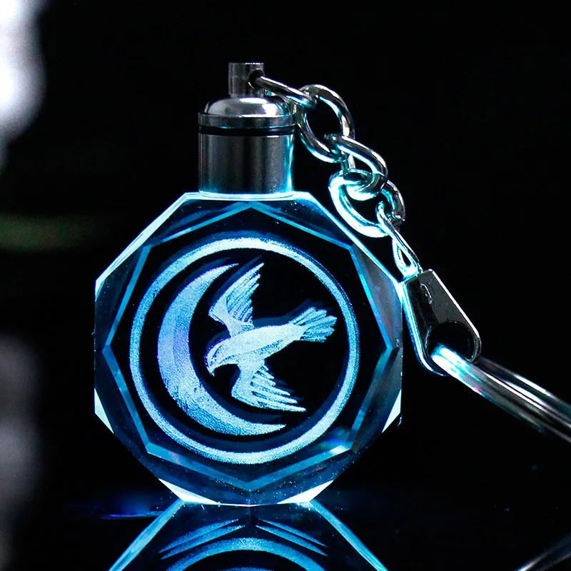House Arryn Светодиодный светильник кристалл брелок стекло с лазерной гравировкой брелок с изменением цвета Прямая поставка брелок красочный подвесной кулон - Цвет: House Arryn