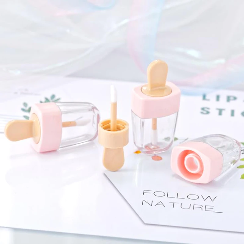 

6Pcs Ice Cream Lip Gloss Bottle Lip Glaze Tube Empty Pink Lipgloss Tube Packaging Material Makeup DIY Lip Glaze