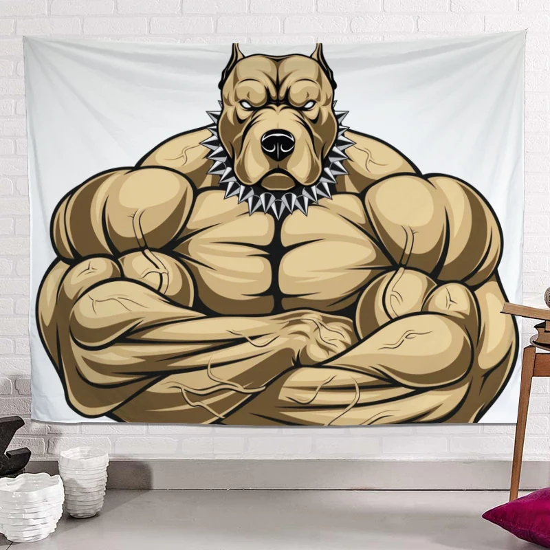 Home Gym Hanging Cloth Muscle Animal Wall Dormitory Bedroom Bedside Decoration Mural Hippie Tapiz Gobelin | Дом и сад