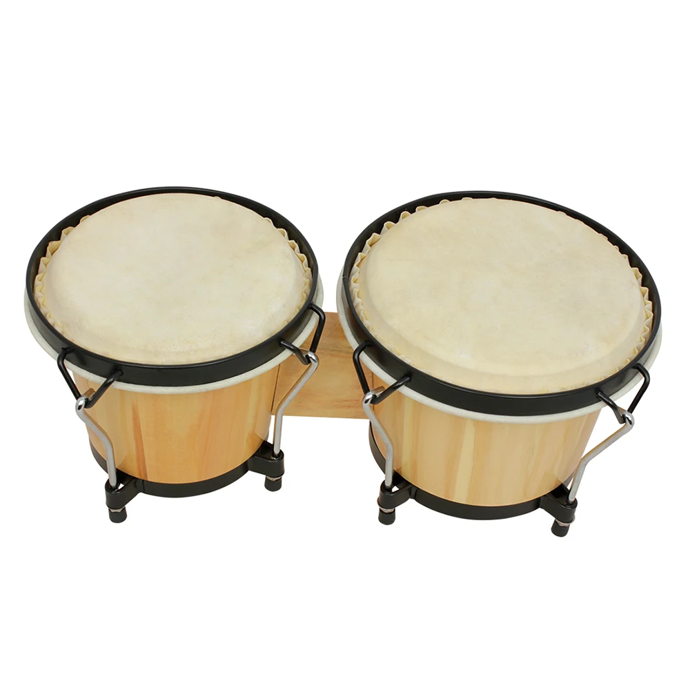 

Bongo Drums Wooden Percussion Instrument Drum Set Including 5.5 Inch & 6 Inch Drums Natural Finish Toy with kid Tuning Wrench