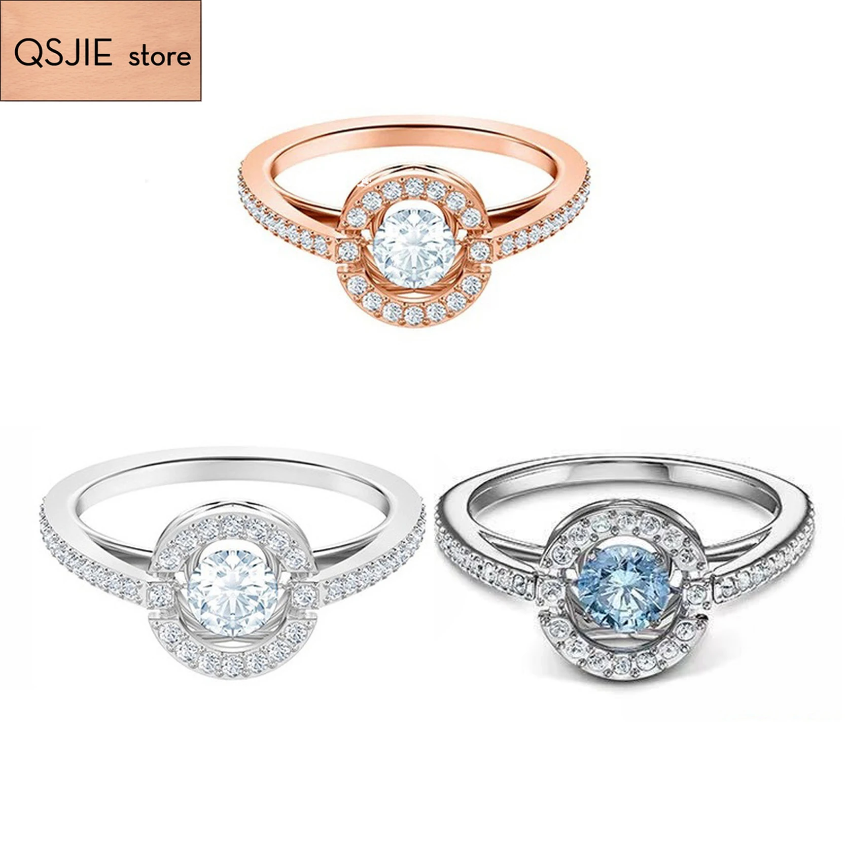 

QSJIE High quality SWA, beating heart women's ring Charming fashion jewelry