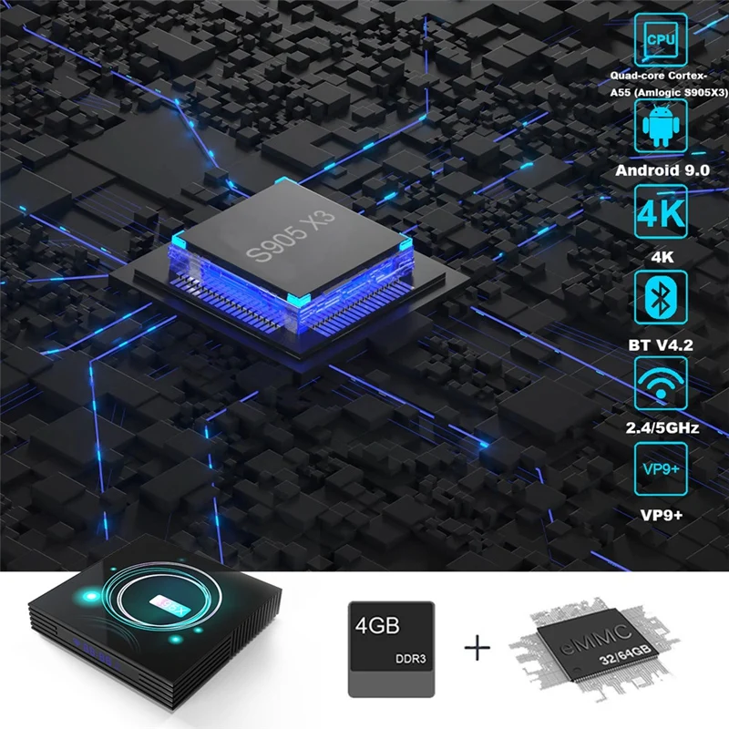 A95X F3 тонкий смарт ТВ коробка Android9.0 Amlogic S905X3 8K 24Fps HDR двойной WI FI BT4.1 Plex Media Player 4G/32G