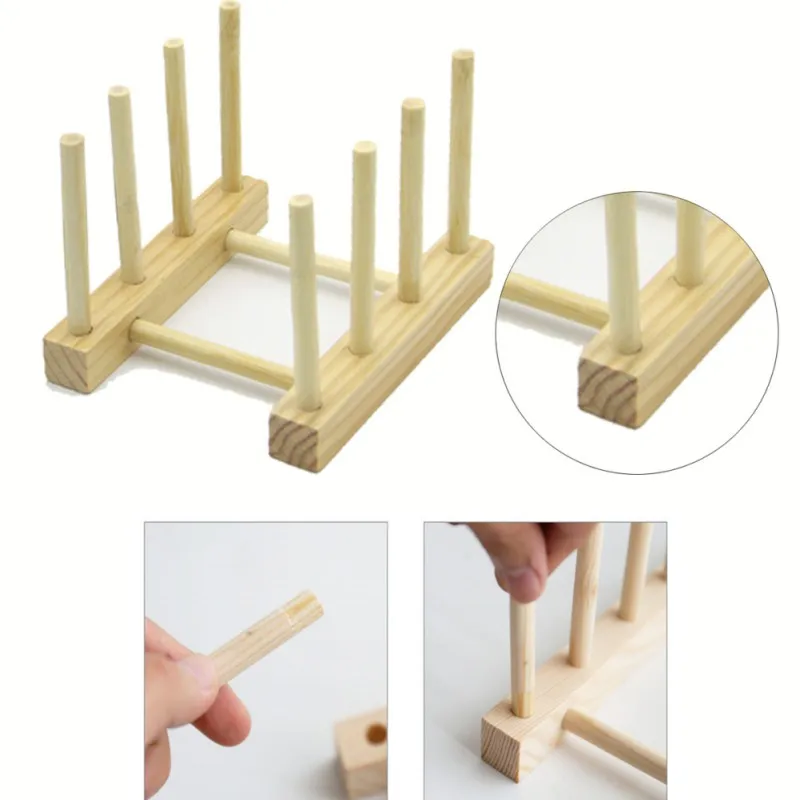 

Kitchen Dish Drain Rack Storage Organizer Dish Plate Drying Rack Shelf Wooden Plate Cups Stand Drainer Display Storage Holder
