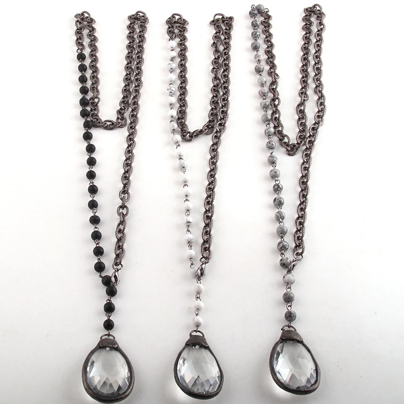 Модные богемные ювелирные изделия 6 мм цепочка из камня Розария и черный с