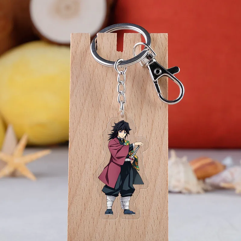 

Anime Demon Slayer Acrylic Keychain Cute Brinco Blade Of Ghost Key Chain Kamado Tanjirou Cosplay Pompom Yaiba Keyring Pendant