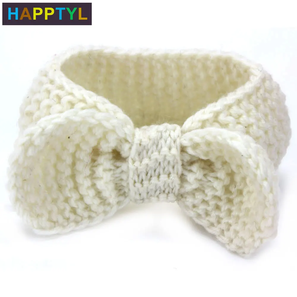 HAPPTYL/1 шт. Зимняя Милая вязаная повязка на голову с бантом для маленьких девочек