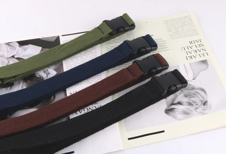 

Fashion Men Women Adjustable buckle belt solid color canvas belt For Kids Adjustable Length Striped Outdoor Canvas Simple Belt
