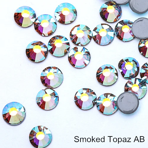 Smoked Topaz AB SS16 SS20 Блеск стразы Горячая фиксация стразы 1440 шт./упак. кристалл AB Hot Fix стразы одежда свадебное платье E7021 - Цвет: Smoked Topaz AB