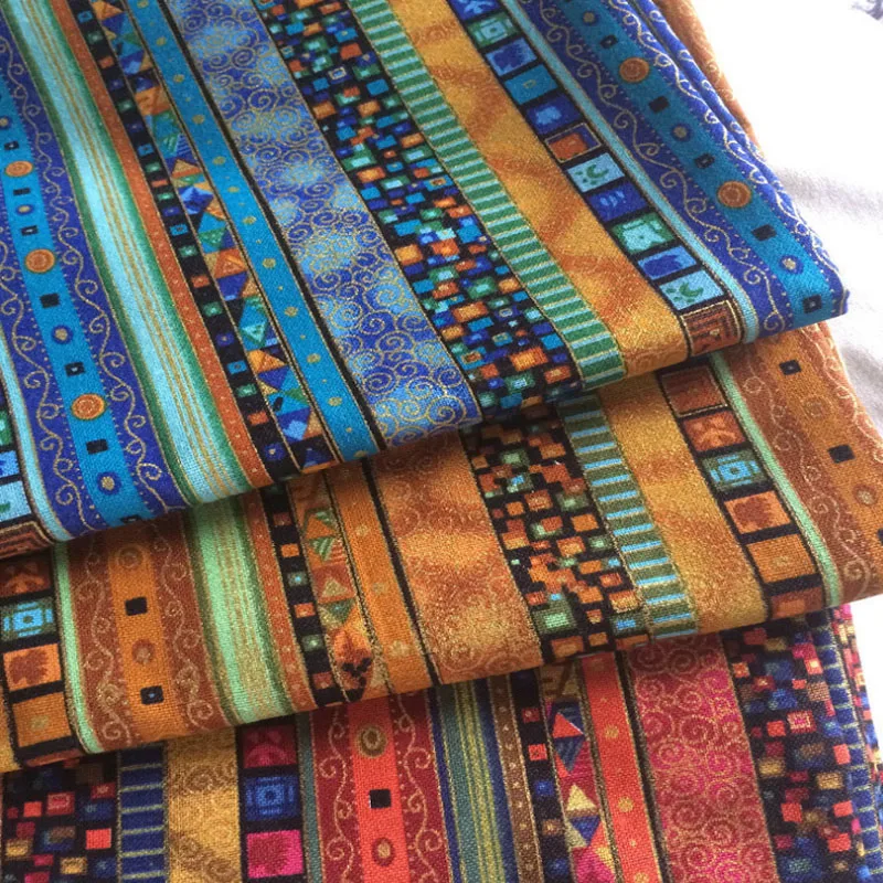 150 см Этническая швейная ткань бронзовая богемная печать хлопчатобумажная