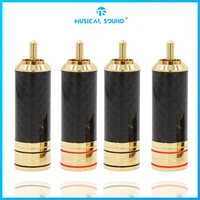 cold welded carbon fiber rca lotus head rca jack 4pcs rca connector speaker jack for audio cable audio male to male converter