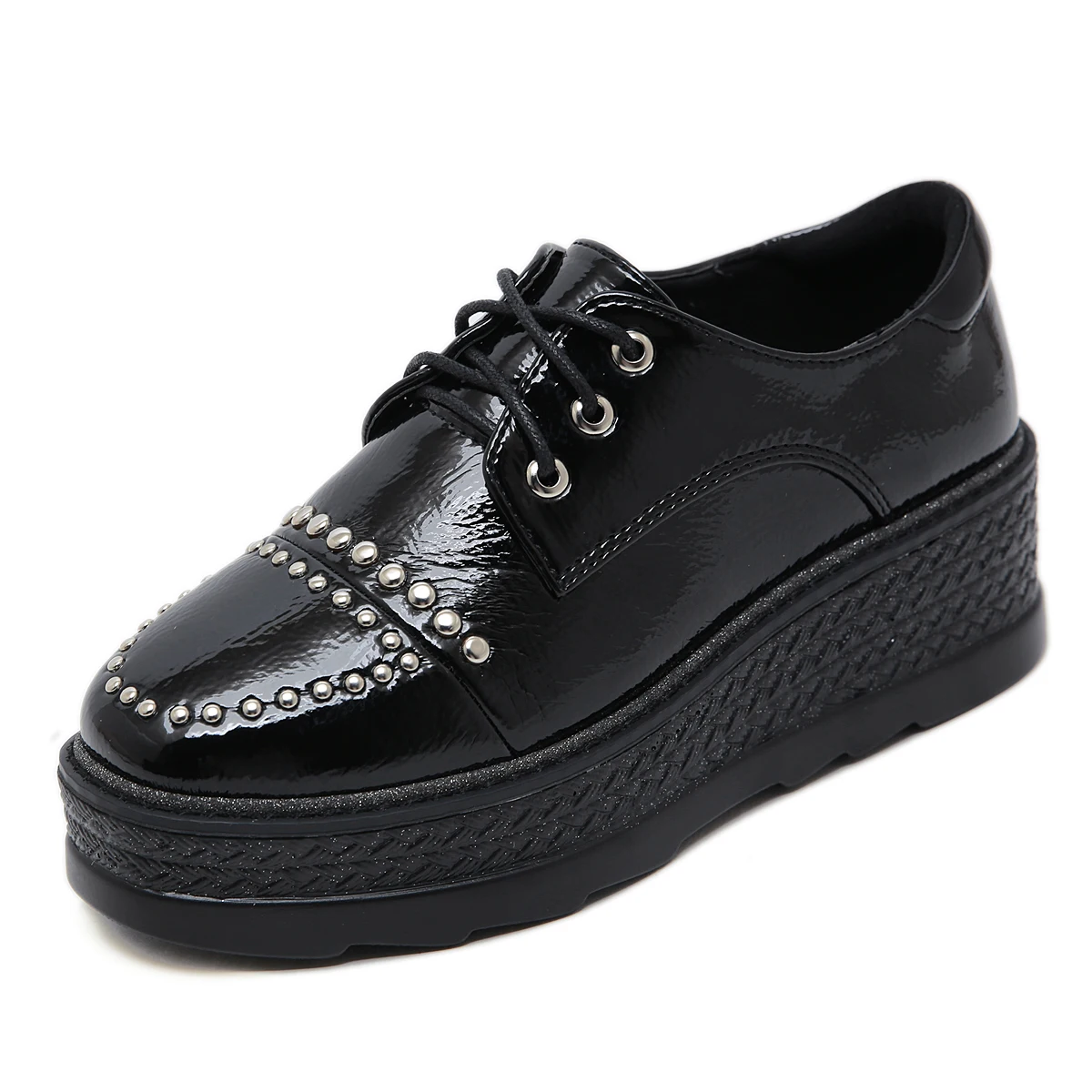 

Womens Derby Shoes Square Toe Casual Female Sneakers British Style All-Match Flats Clogs Platform Autumn Leather Preppy Dress Su