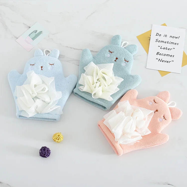 

Мультяшные банные перчатки, скребок для тела, Детские аксессуары для душа, мягкая удобная душевая губка двойного назначения, банное полотен...