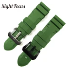 Сменный ремешок для часов, 24 мм, 26 мм, армейский зеленый, с подсветкой, для погружного радиомира Panerai, спортивный резиновый ремешок, браслеты, военный ремень