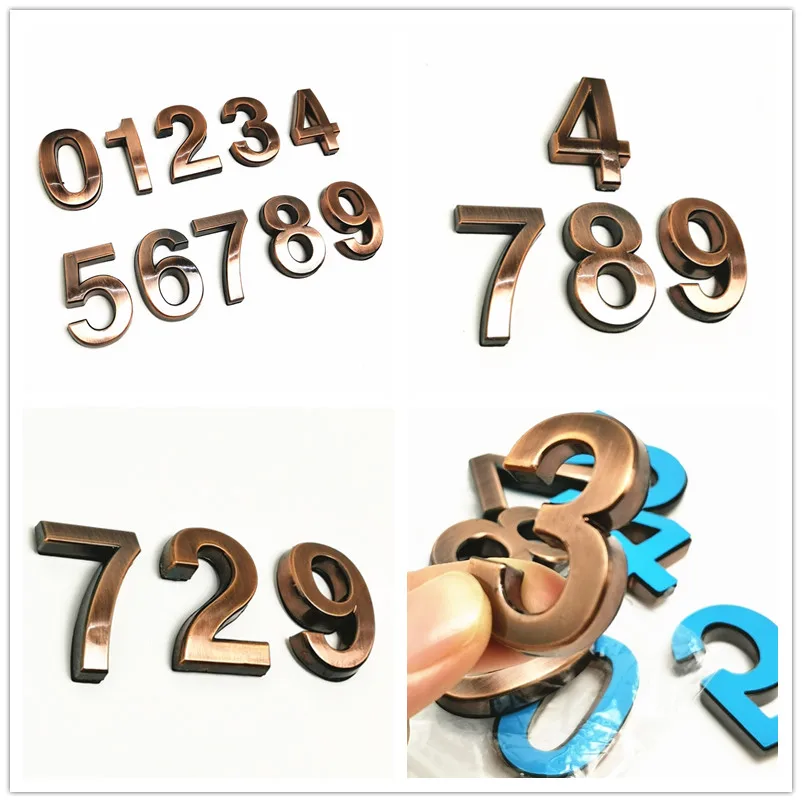 

1PC Address House Door Number Sticker 3D Digits Numeral Plate Plaque Sign Sticker for Door Family Hotel Apartment Home Street