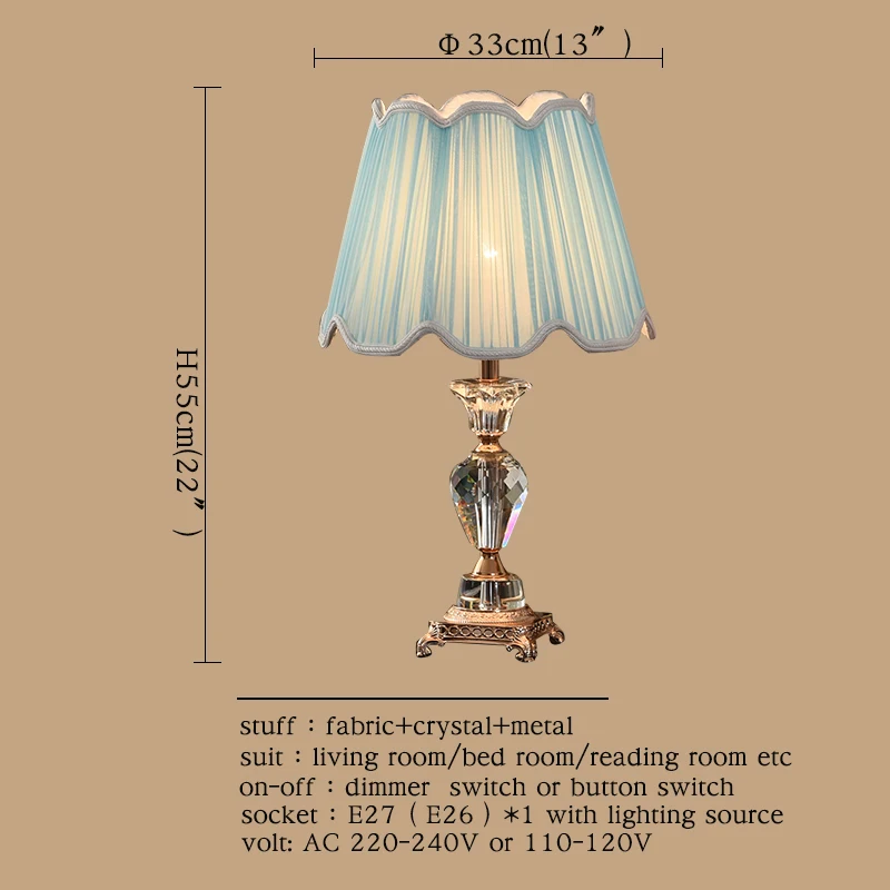 Хрустальные настольные лампы AOSONG Роскошные Современные тканевые светильники