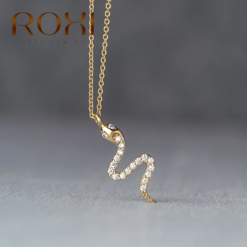 ROXI модное ожерелье с подвеской в виде змеи из золота 925 пробы серебряные ожерелья