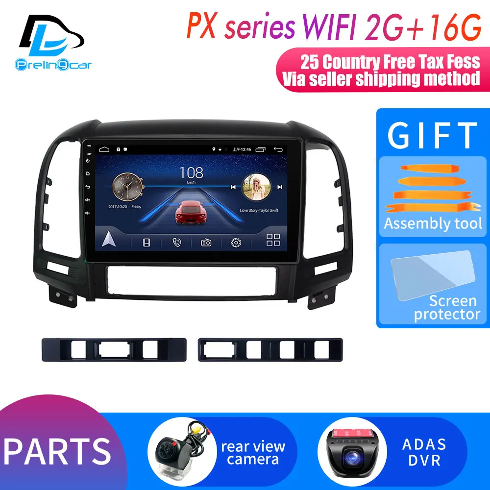 PX player 2G16G DVR Android 9,0 Автомобильный gps Мультимедиа Видео Радио плеер в тире для HYUNDAI Santa fe santafe 2005-2012 год Навигация стерео - Цвет: PX player 2G16G DVR