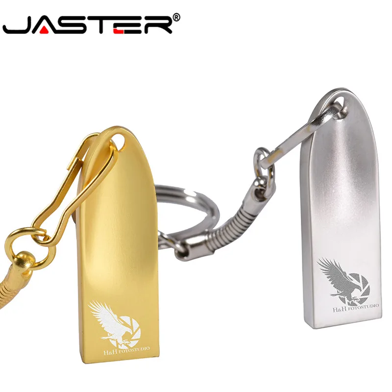 JASTER USB 2,0 металлический флеш-накопитель серебристо-золотой USB флеш-накопитель 4 ГБ 16 ГБ 32 ГБ 64 Гб 128 ГБ Флешка портативная карта памяти логотип на заказ