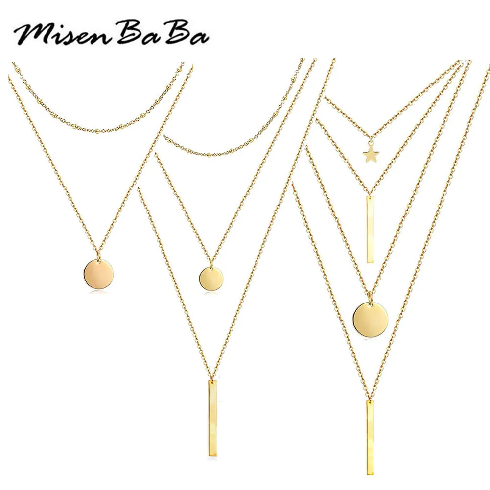 Мода Европейский Простой: золото серебро цветные Многослойные Звезды монеты бар