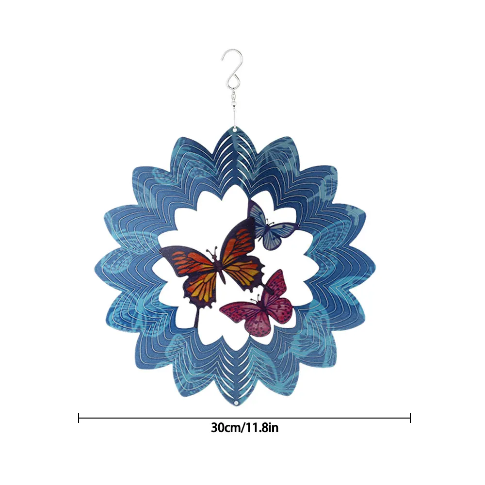 

30*30cm Rotating Wind Chimes Metal Wind Spinner Outdoor Garden Decoration Butterfly Catcher Windmills for Patio Lawn Ornaments