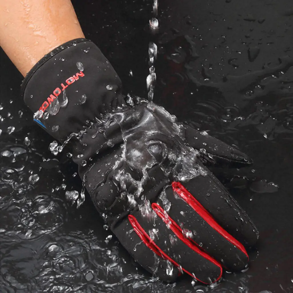 

Мотоциклетные велосипедные водонепроницаемые ветрозащитные перчатки с пальцами для сенсорного экрана черные и красные