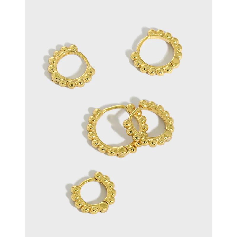 Серьги из серебра 925 пробы модные простые круглые серьги кольца с шариками