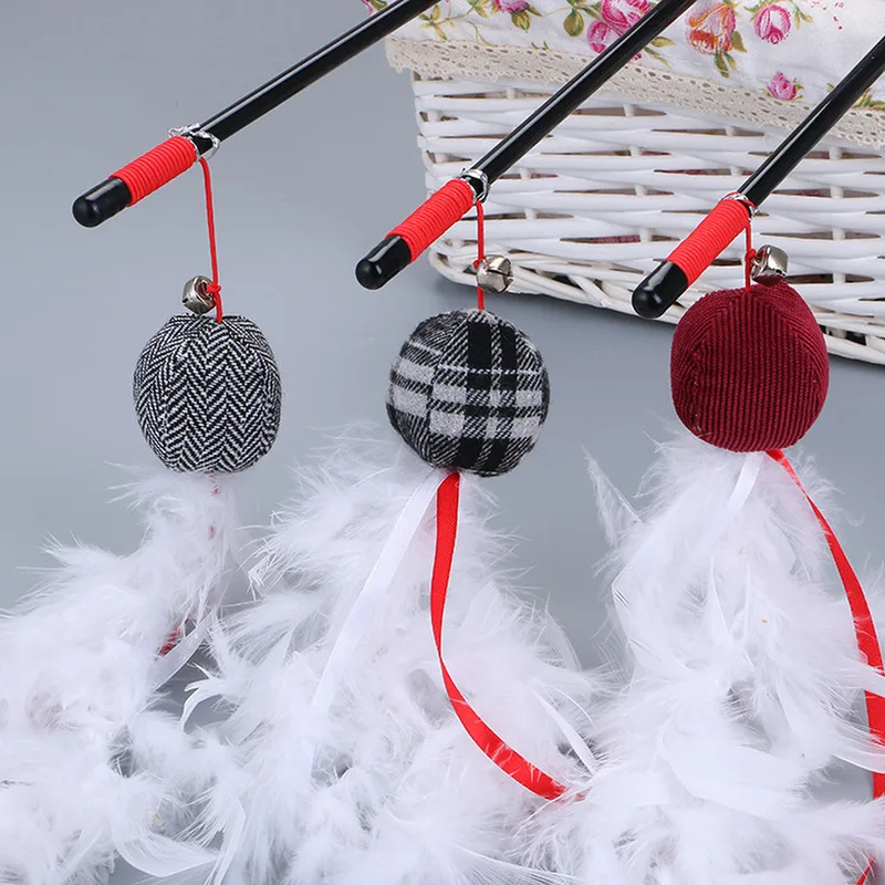 Игрушка для кошек забавный шарик из кроличьей шерсти палочка индейка