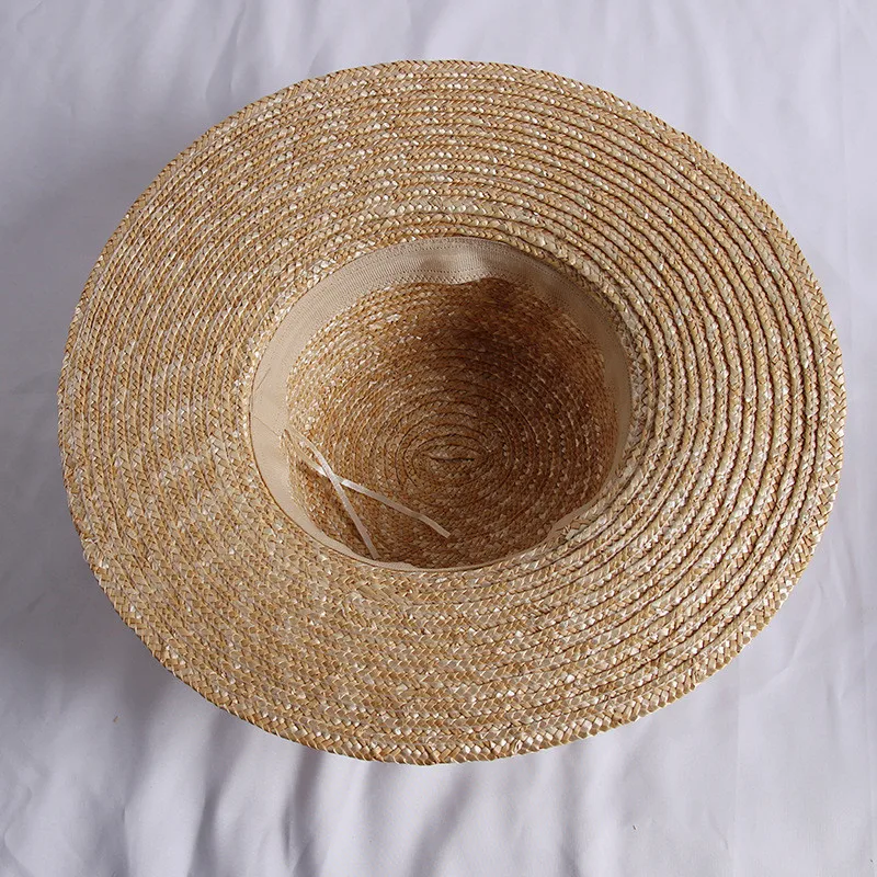

Girl Dome Beach Pure Color Men and Women General Sun Uv Protect Hat Lady Summer Breathable Straw Hat with Pearl Accessories