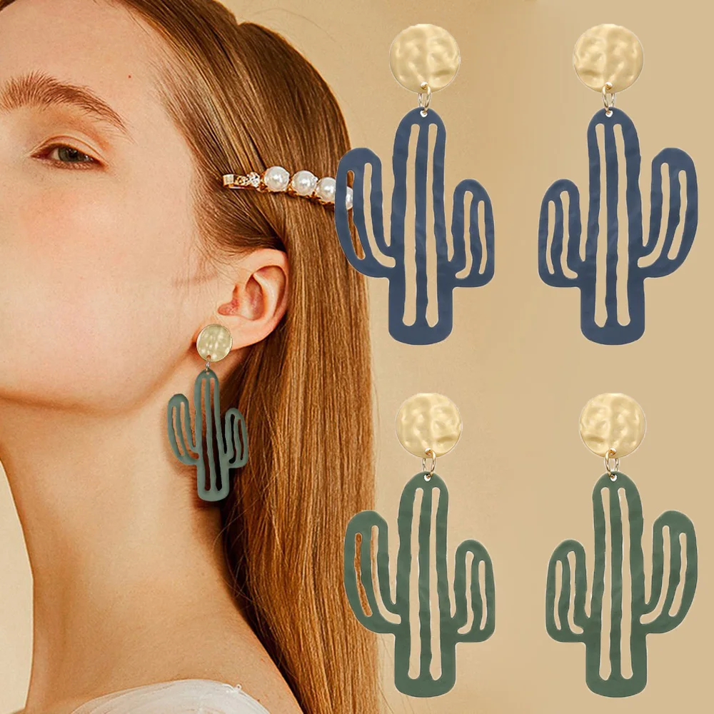 Серьги-подвески в Корейском стиле женские, длинные висячие украшения в виде кактуса, 1 пара