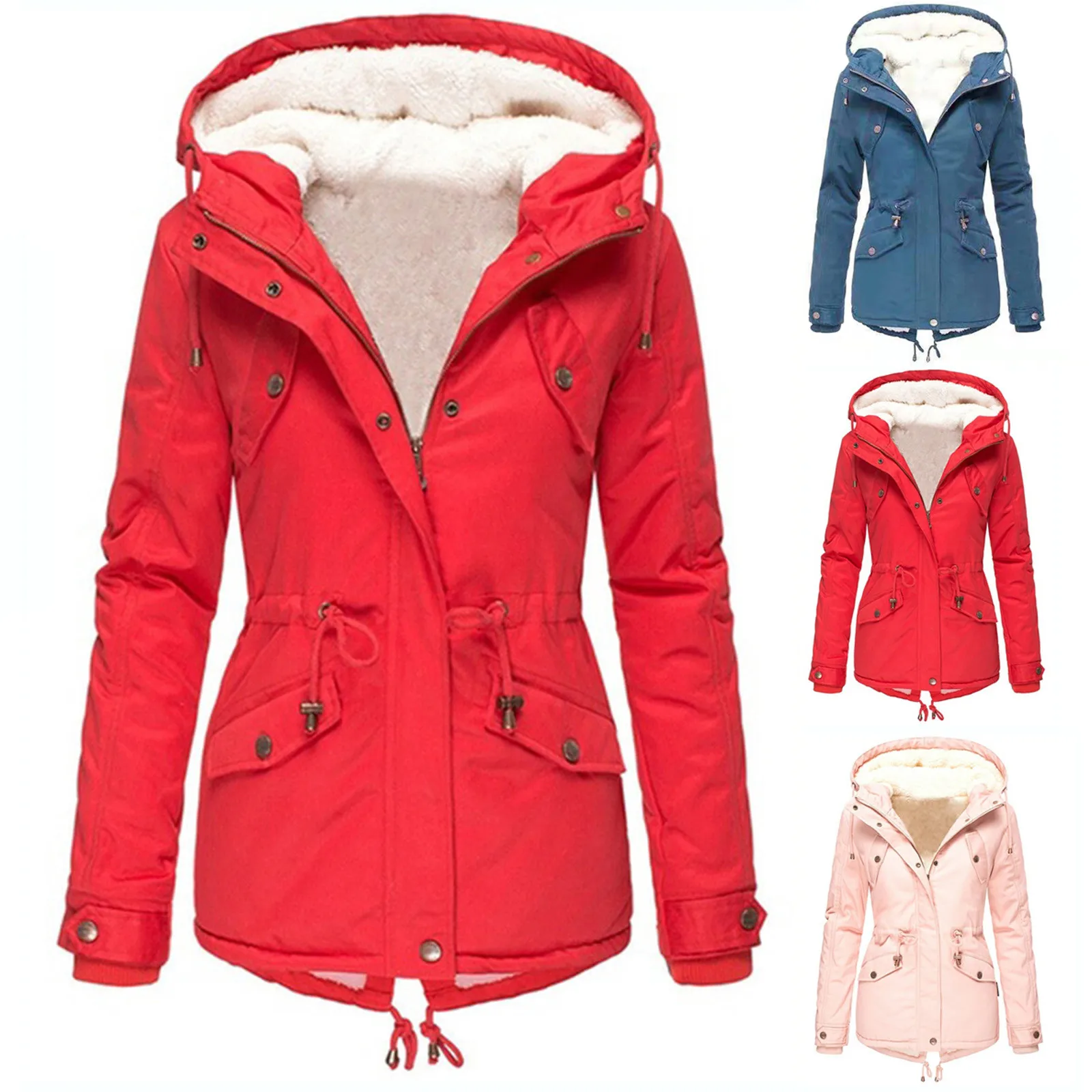 

Женская зимняя куртка с капюшоном, на завязках