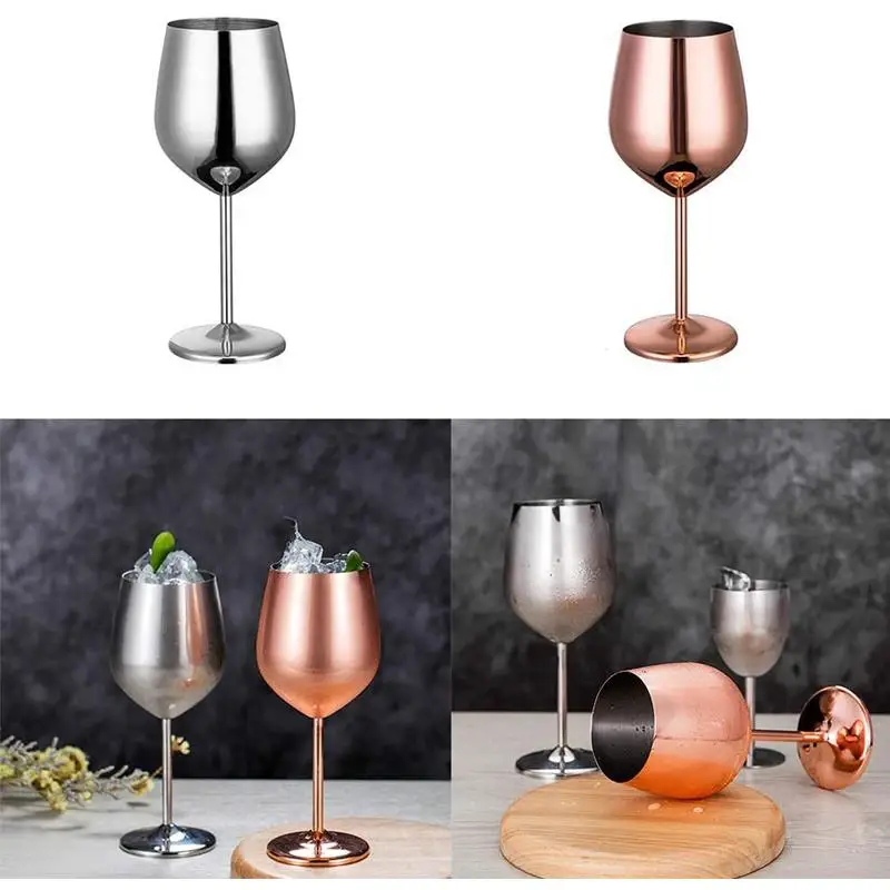 

500ml 304 Stainless Steel Wine Glasses Red Wine Goblets Food Grade Juice Drink Goblet Shatterproof Party Barware Kitchen Tools