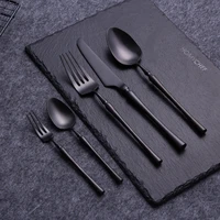 20 pcsset black european dinnerware set knife fork western cutlery 304 stainless steel kitchen food tableware dinner set