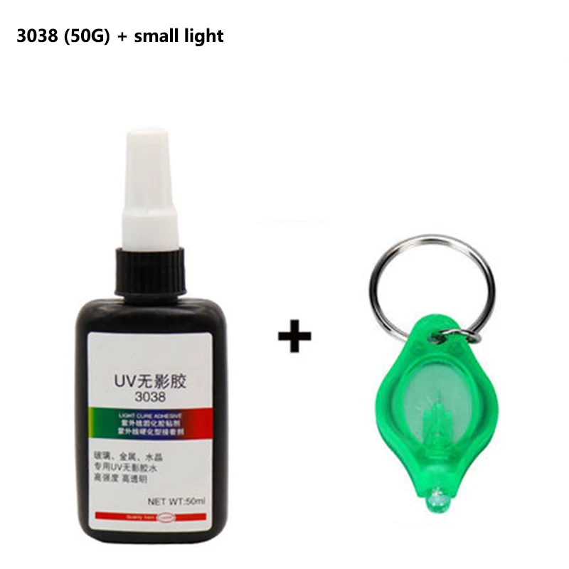 

50ml UV Glue UV Curing Adhesive Transparent Crystal Glue Glass Adhesive Crystal Glass and Metal Bonding with UV Flashlight