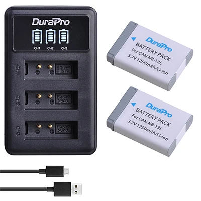 2 Battery Set 2 шт. NB-13L NB 13L 1250 мА/ч, Перезаряжаемые Батарея+ светодиодный 3-Порты USB Зарядное устройство для Canon G5X G7X G9X G7 X Mark II SX720 HS Камера - Цвет: 2 Battery Set