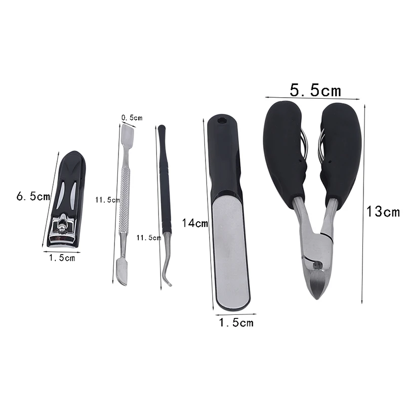 

5Pcs/Set New Manicure Nail Clippers Nose Hair Trimmer Portable Travel Hygiene Kit Stainless Steel Nail Cutter Tool Set
