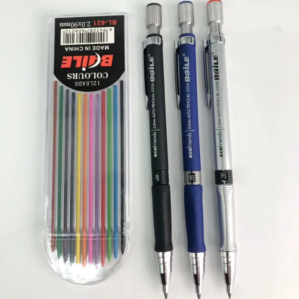 Механический карандаш 2 0 мм 2B рисования активности with12-color пополнения офисные