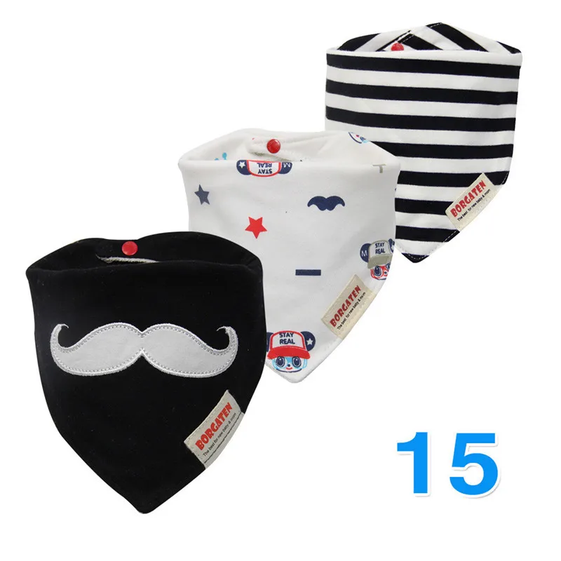 15 3pcs Organic Cotton Baby Scarf Muslin Burp Cloth Bandana Bibs Newborn Baby Boy Infant Girl Toddler Winter Scarf Waterproof Bib - Цвет: 15