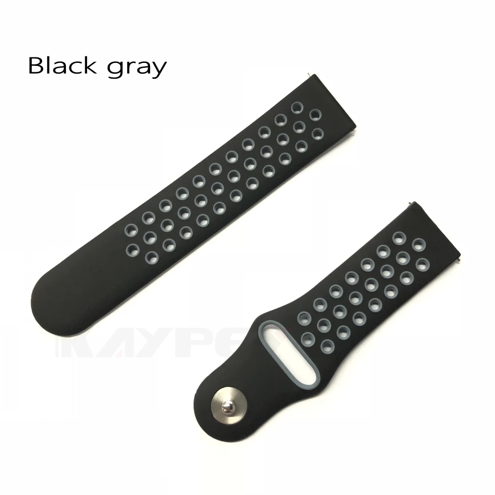 black gray Красочные Мягкие силиконовые часы ремешок для Xiaomi Huami Amazfit Pace дышащий браслет Сменные браслеты 22 мм ремешок - Цвет: black gray