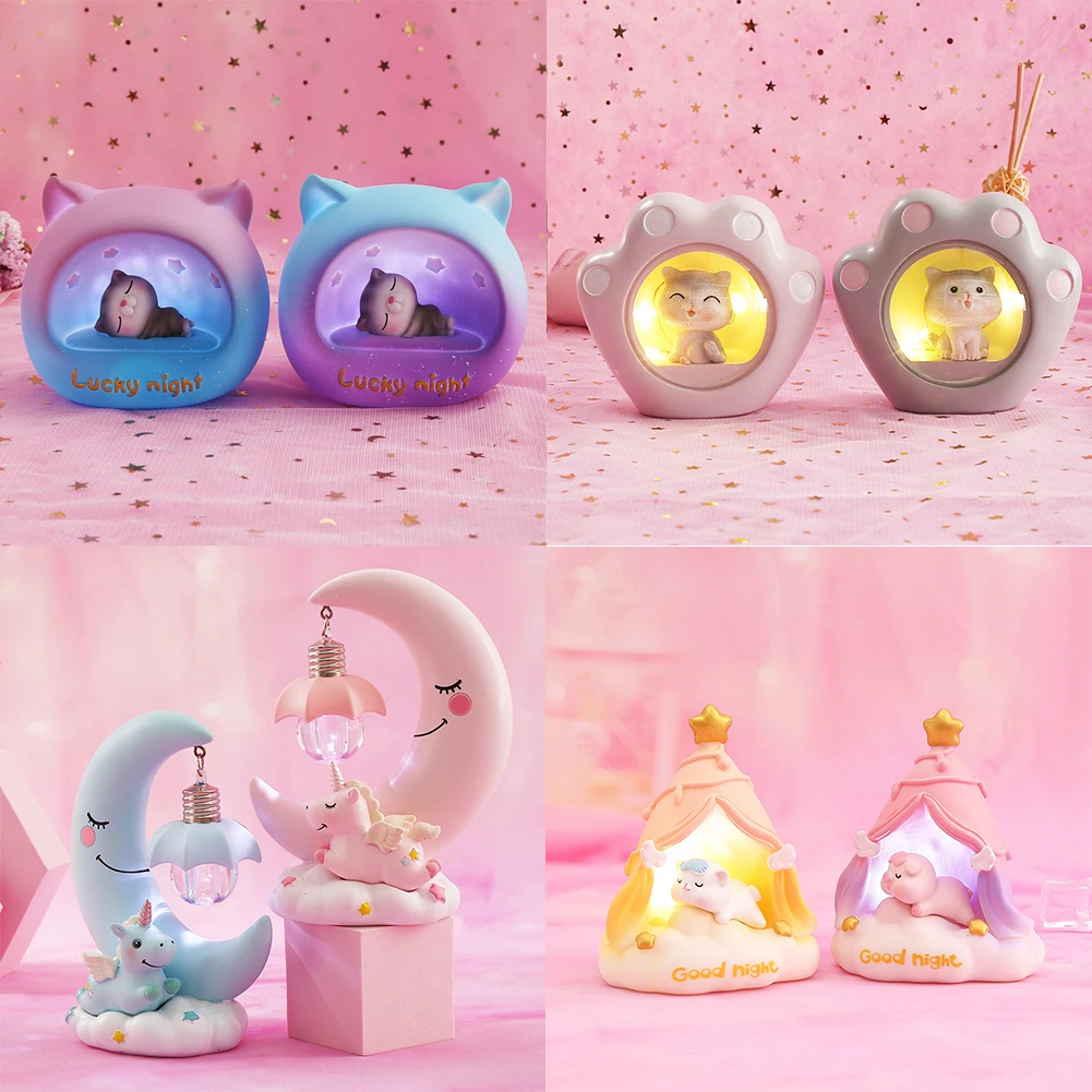 

Color LED Night Light Cute Fashion Resin Electric Decorative Lamp Table Bedside Lamp Home Ornament for Baby Room Xmas Gifts Hot