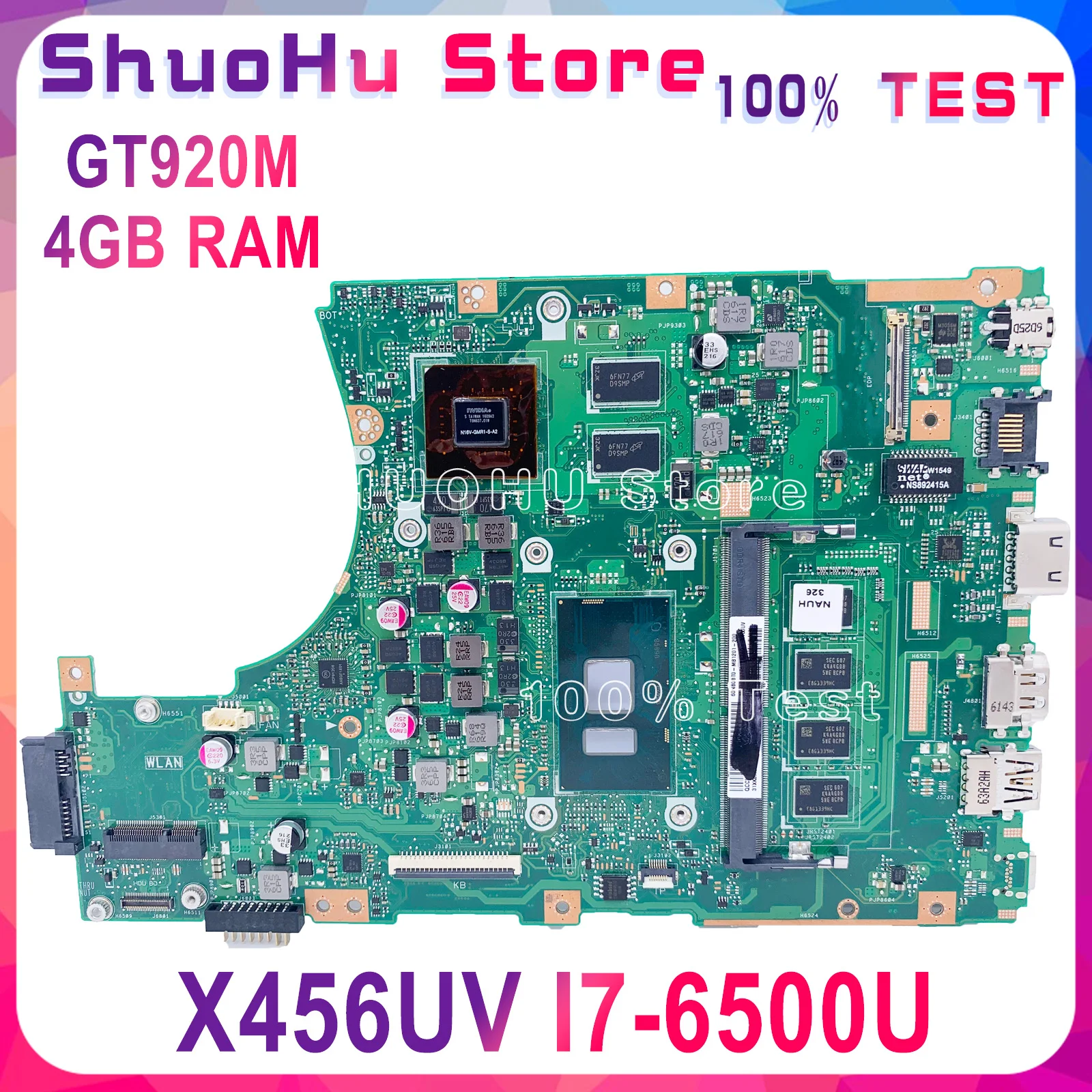 

X456UV Motherboard for ASUS X456U X456UJ X456UV X456UA X456UQ X456UQK Original Laptop Motherboard I7-6500U 4GB GT920M 100%Tested