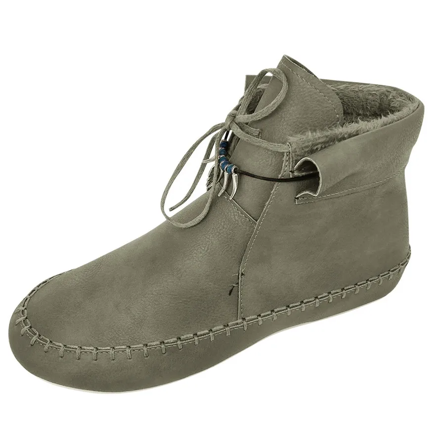 2020 New Spring Winter Women's Ladies Fashion Casual Warm Lace Up Short Ankle Boots Flat Leather Shoes Folk-custom Lady | Обувь
